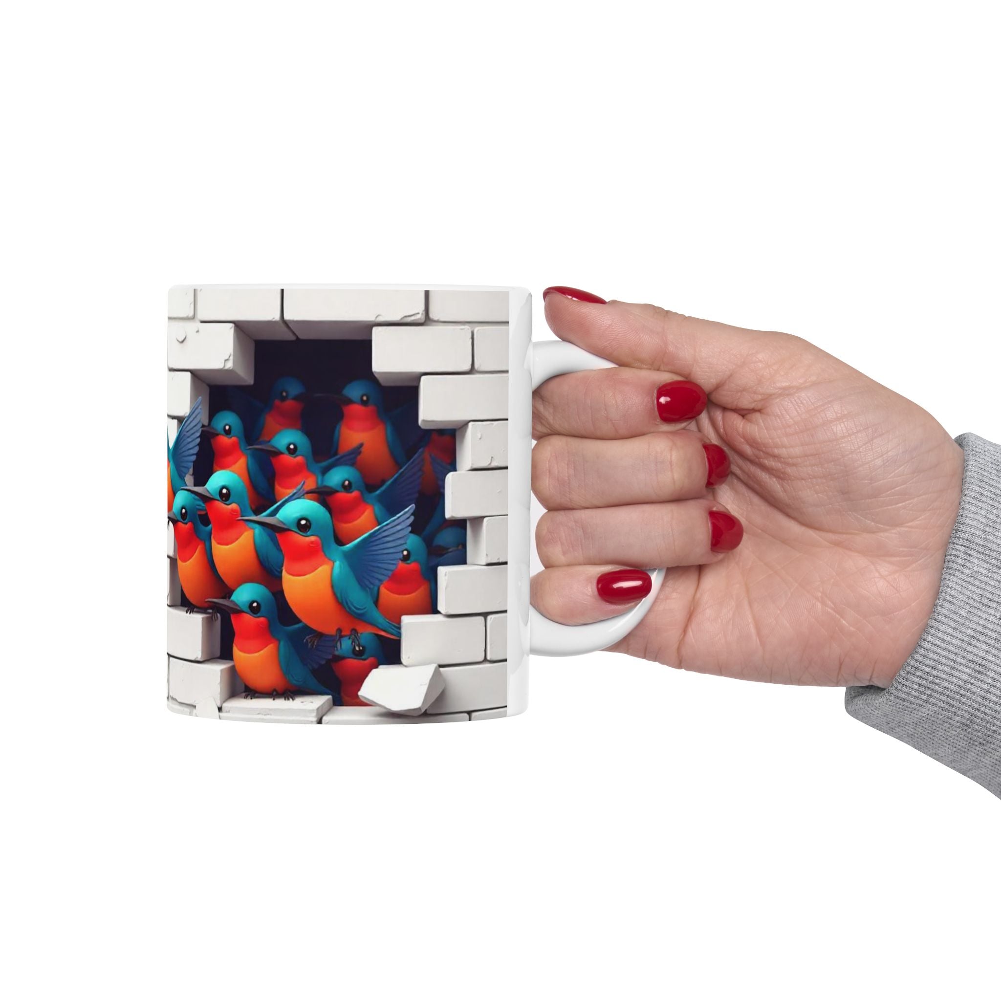 Colorful Kingfisher Ceramic Mug - Whimsical Bird Design for Nature Lovers