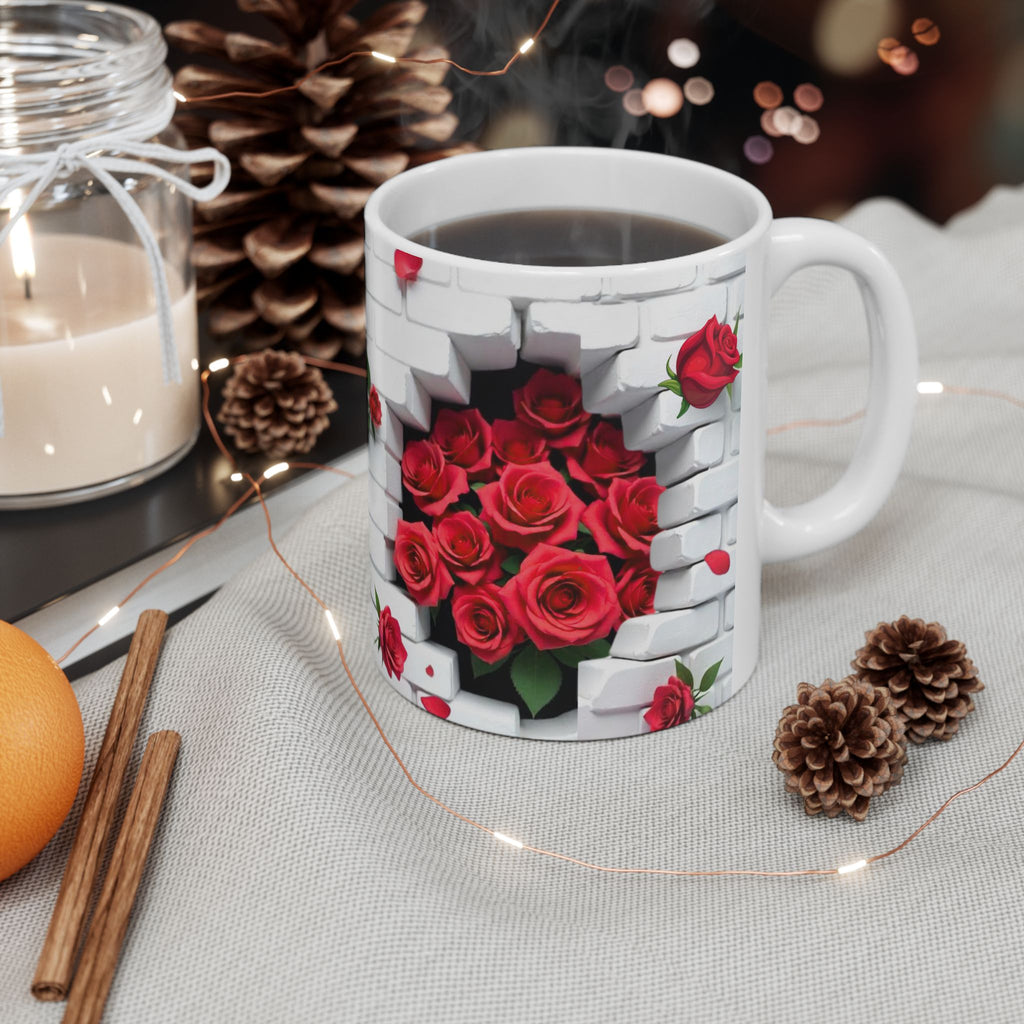 Romantic Rose Ceramic Mug, Floral Coffee Cup, Gift for Her, Home Decor, Valentine's Day, Mother's Day, Tea Lover's Mug