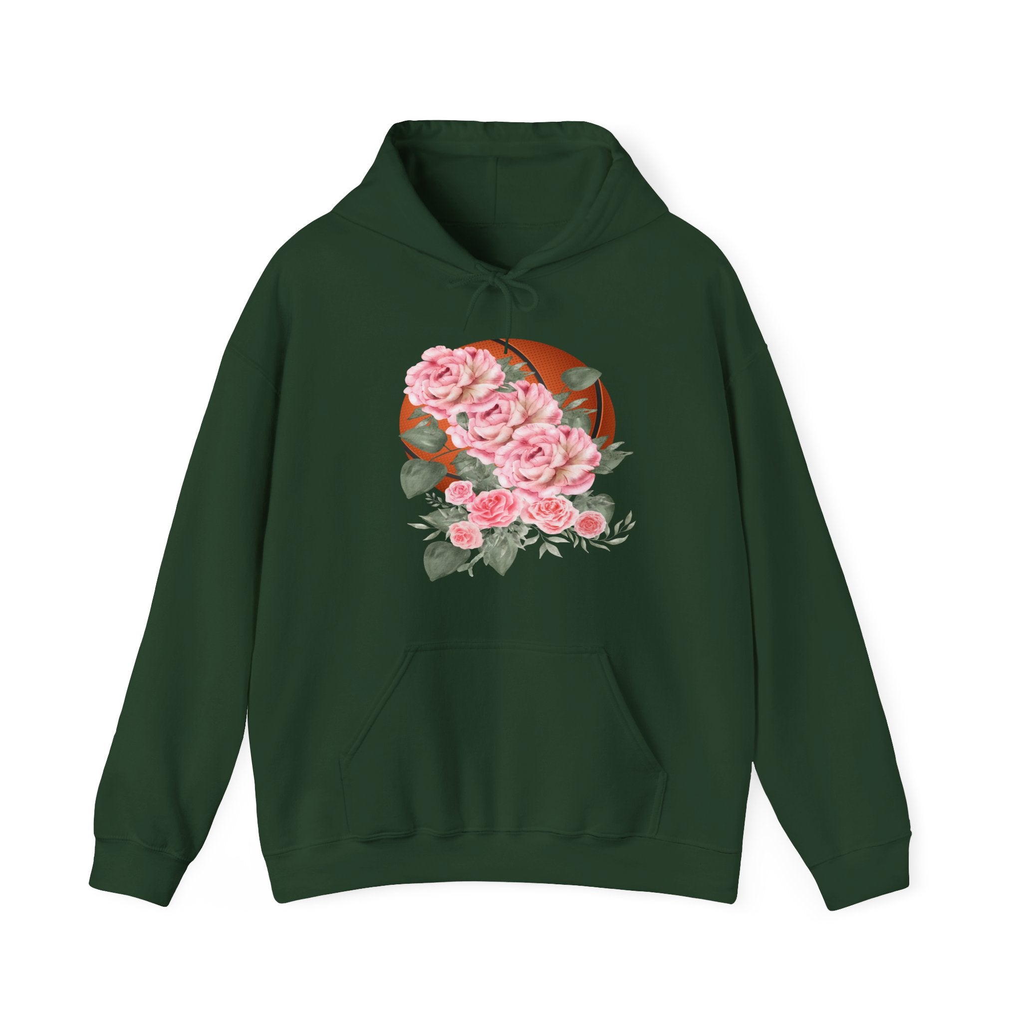 Basketball Floral Vintage Unisex Cozy Hooded Sweatshirt, Gift for Basketball Lovers