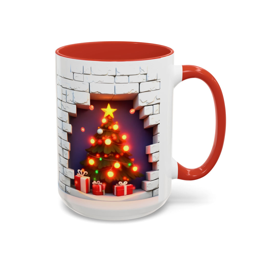 Christmas Tree Coffee Mug — Festive Fireplace Window Accent (15oz)