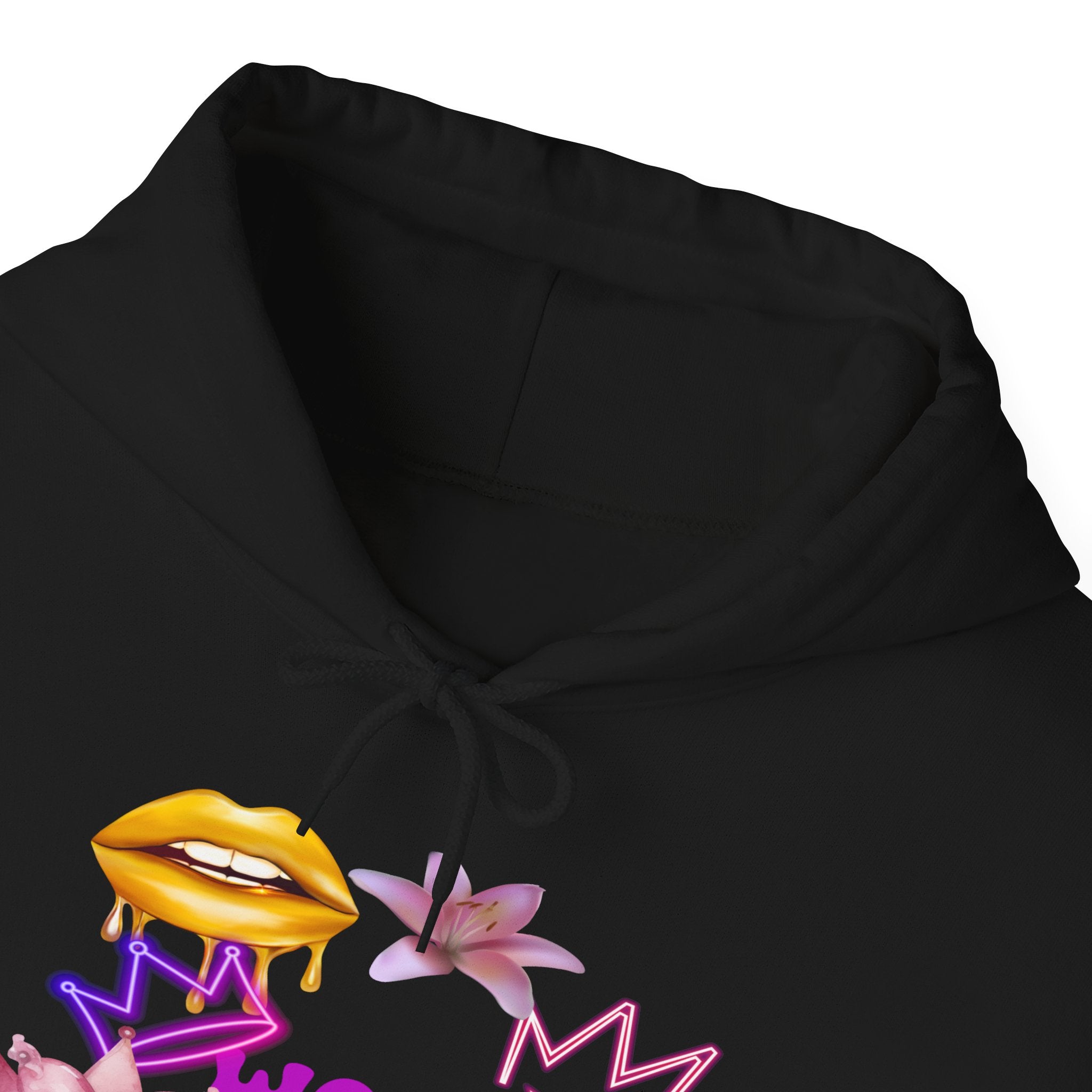 Worth the Wait Hoodie — Feminine Pink Lips & Floral Graphic Sweatshirt
