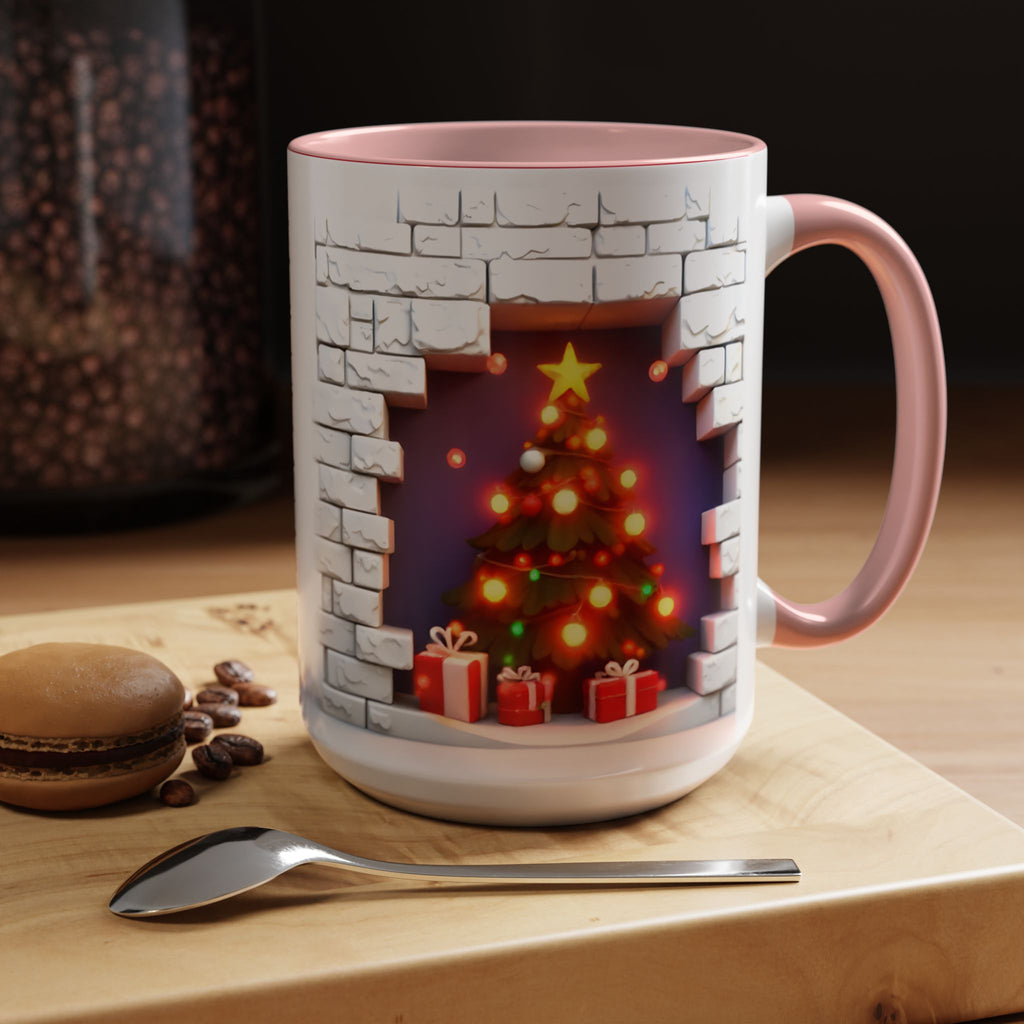 Christmas Tree Coffee Mug — Festive Fireplace Window Accent (15oz)
