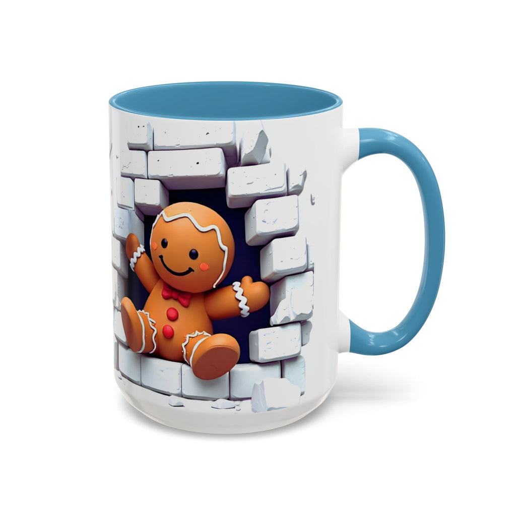 Gingerbread Brick Wall Breaker Mug — Cute Holiday Coffee Cup (15oz)