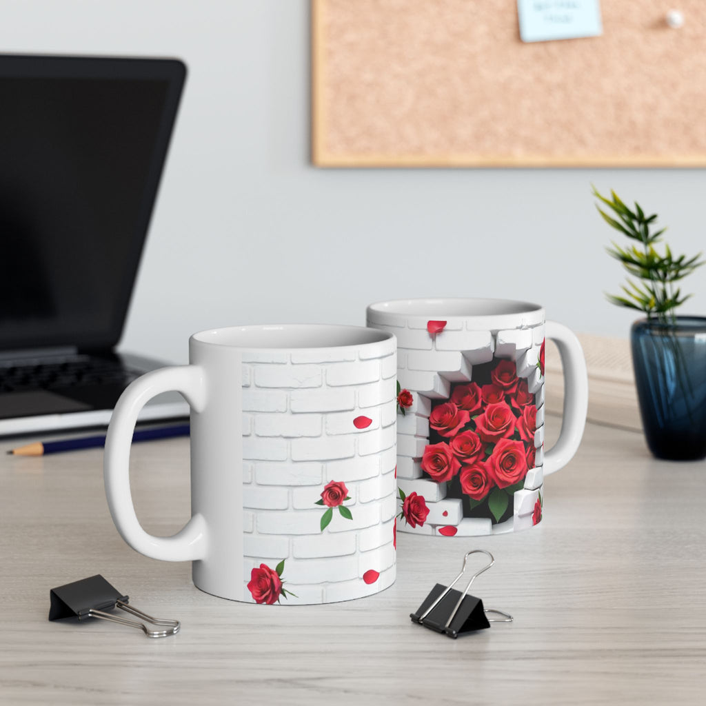 Romantic Rose Ceramic Mug, Floral Coffee Cup, Gift for Her, Home Decor, Valentine's Day, Mother's Day, Tea Lover's Mug