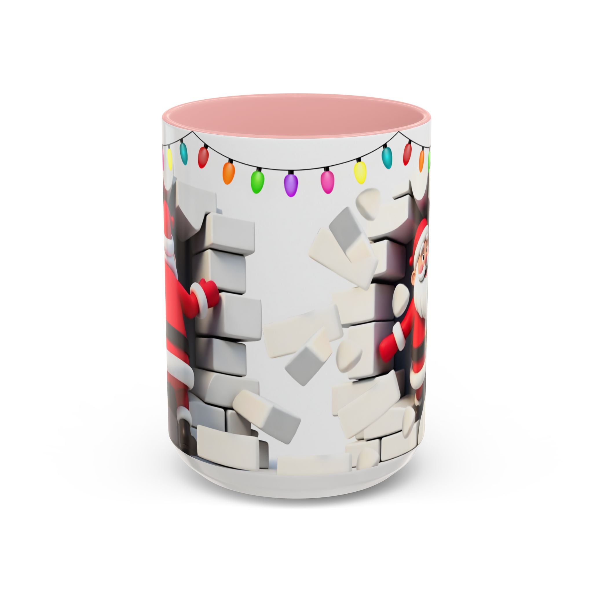 Santa Breaking Through Wall Accent Coffee Mug — Festive Christmas Holiday Gift (15oz)