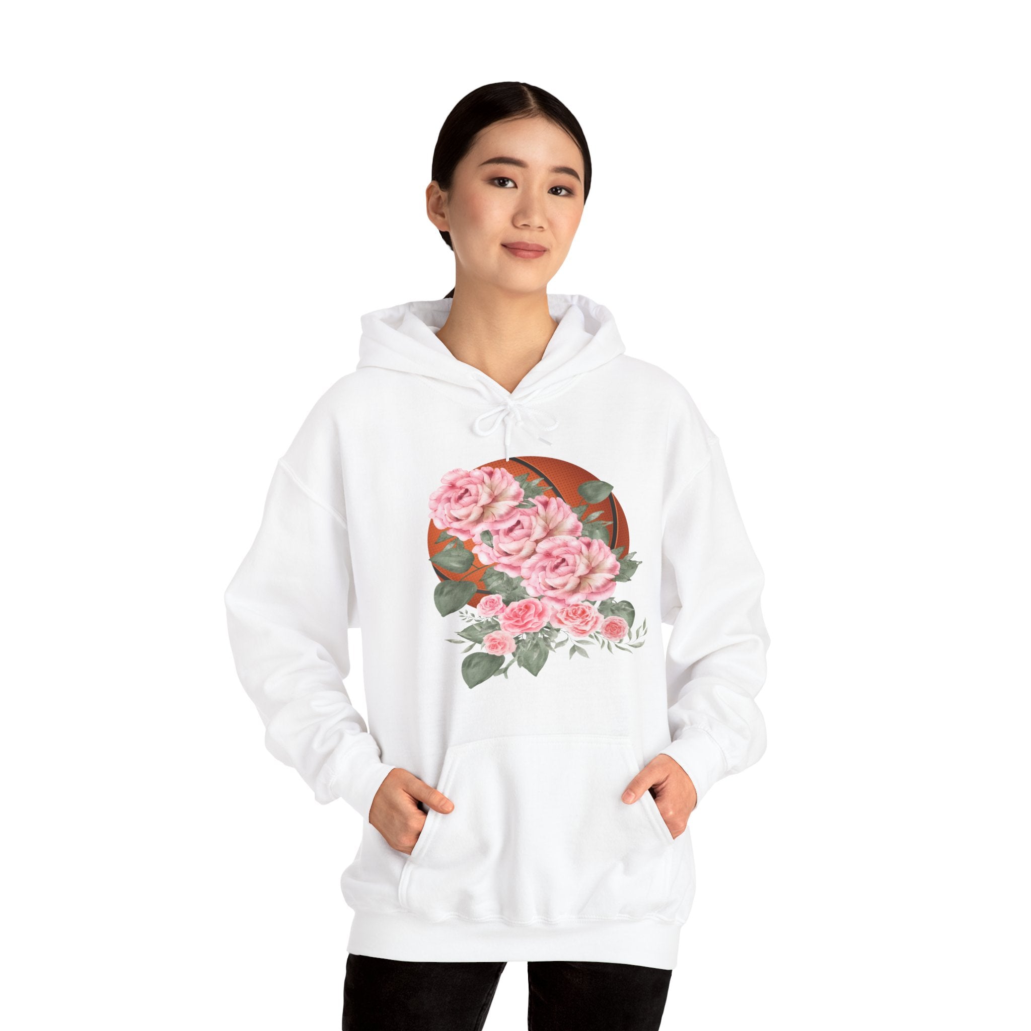 Basketball Floral Vintage Unisex Cozy Hooded Sweatshirt, Gift for Basketball Lovers