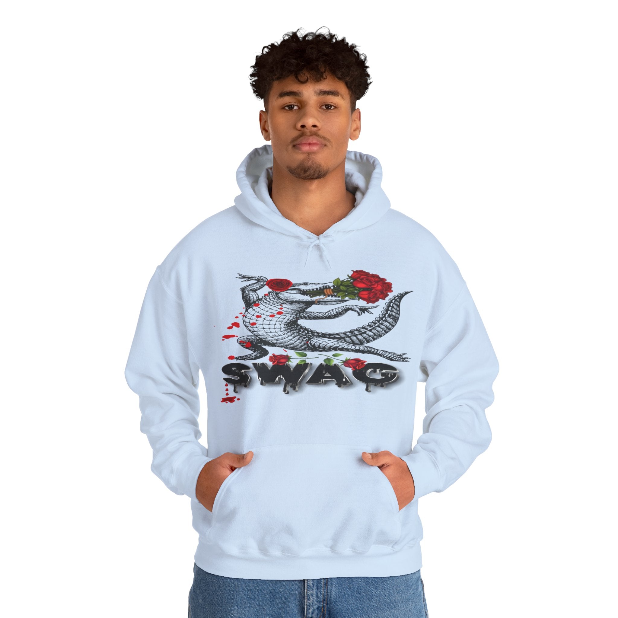 Swag Gator Floral Graphic Unisex Hooded Sweatshirt, Stylish Trend, Swag Wear, Everyday Wear