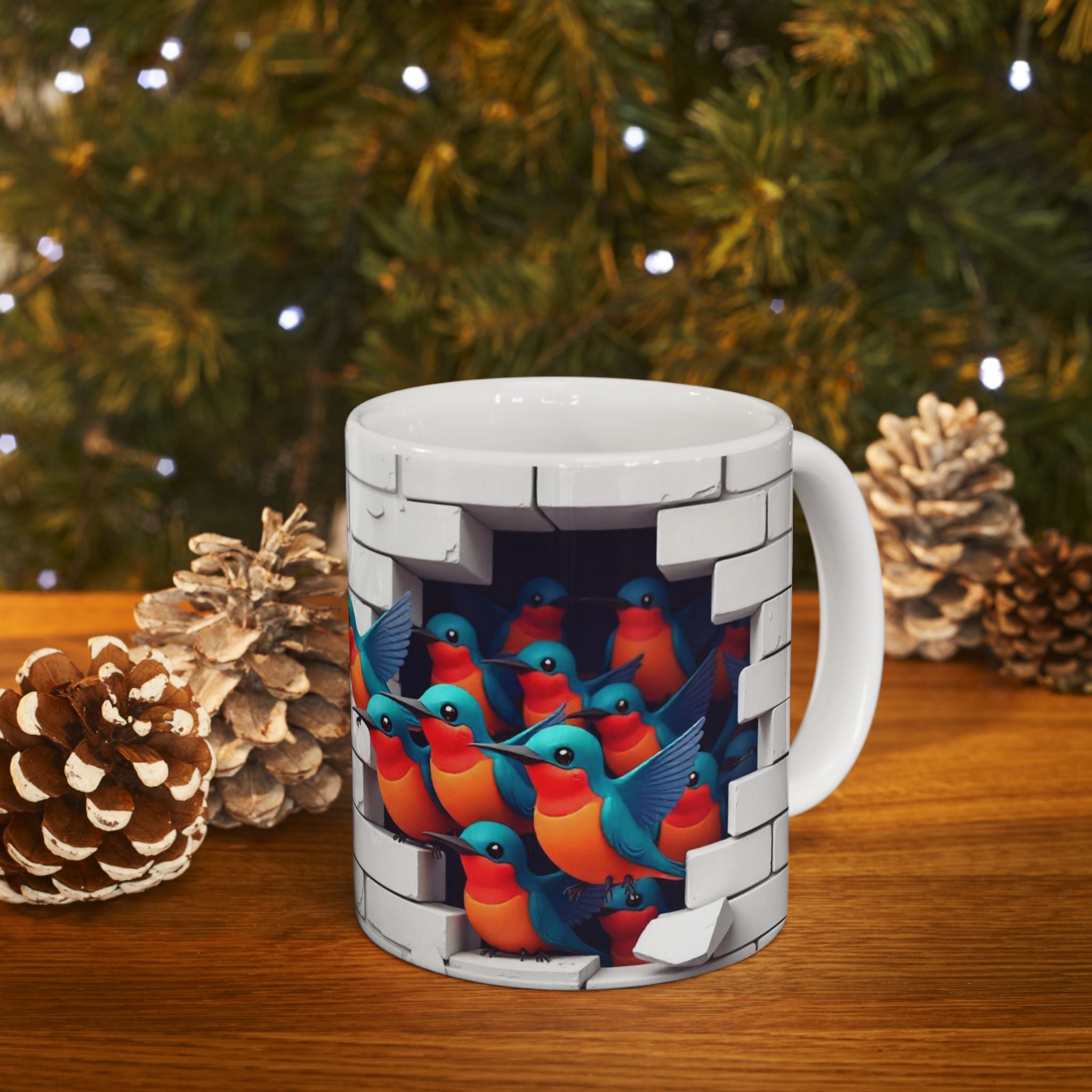 Colorful Kingfisher Ceramic Mug - Whimsical Bird Design for Nature Lovers