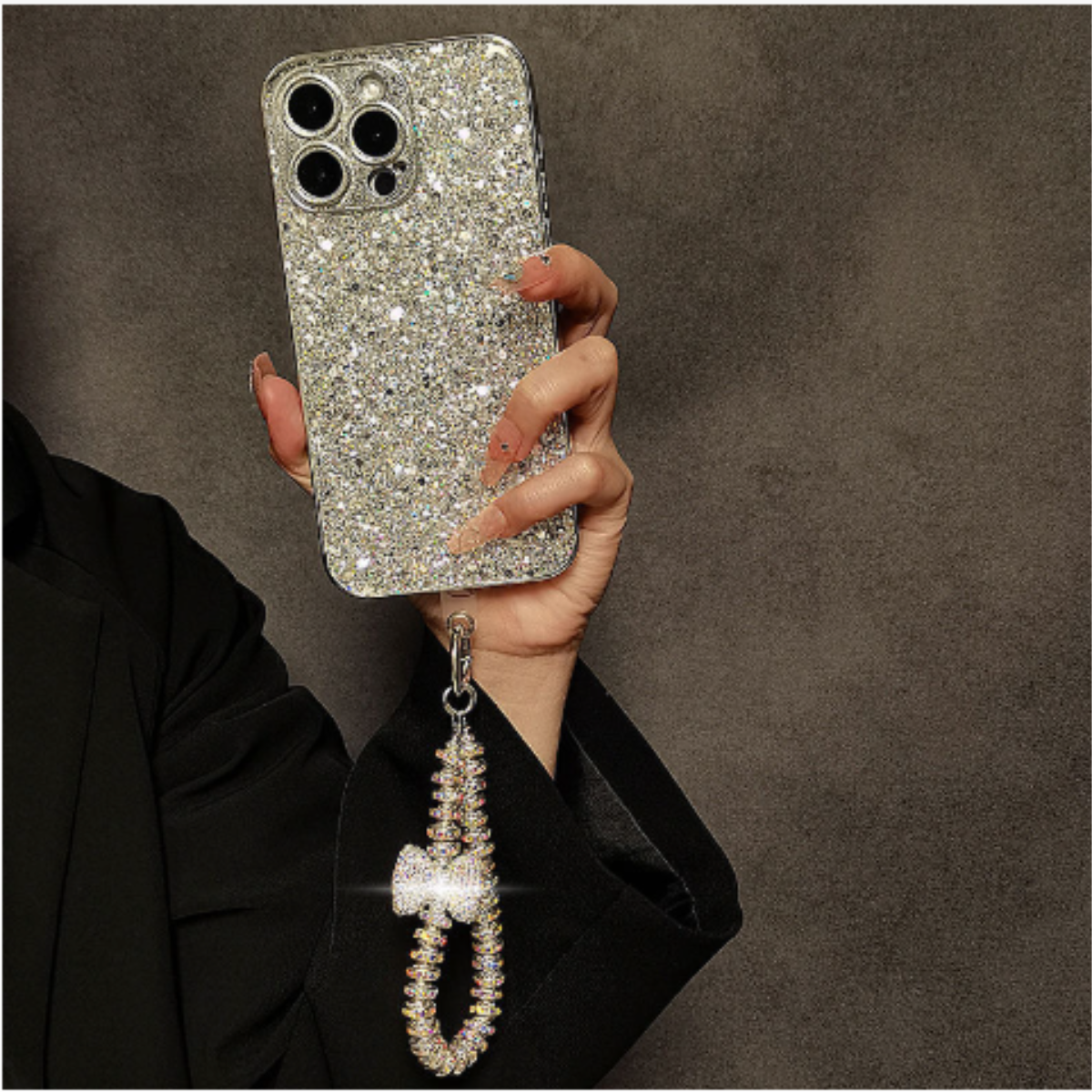 Boss Girl, Blingy, Pearl & Rhinestone Mobile Phone Case, with Chain Strap, Charms