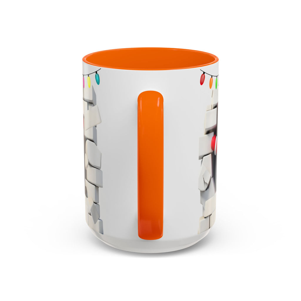 Santa Breaking Through Wall Accent Coffee Mug — Festive Christmas Holiday Gift (15oz)