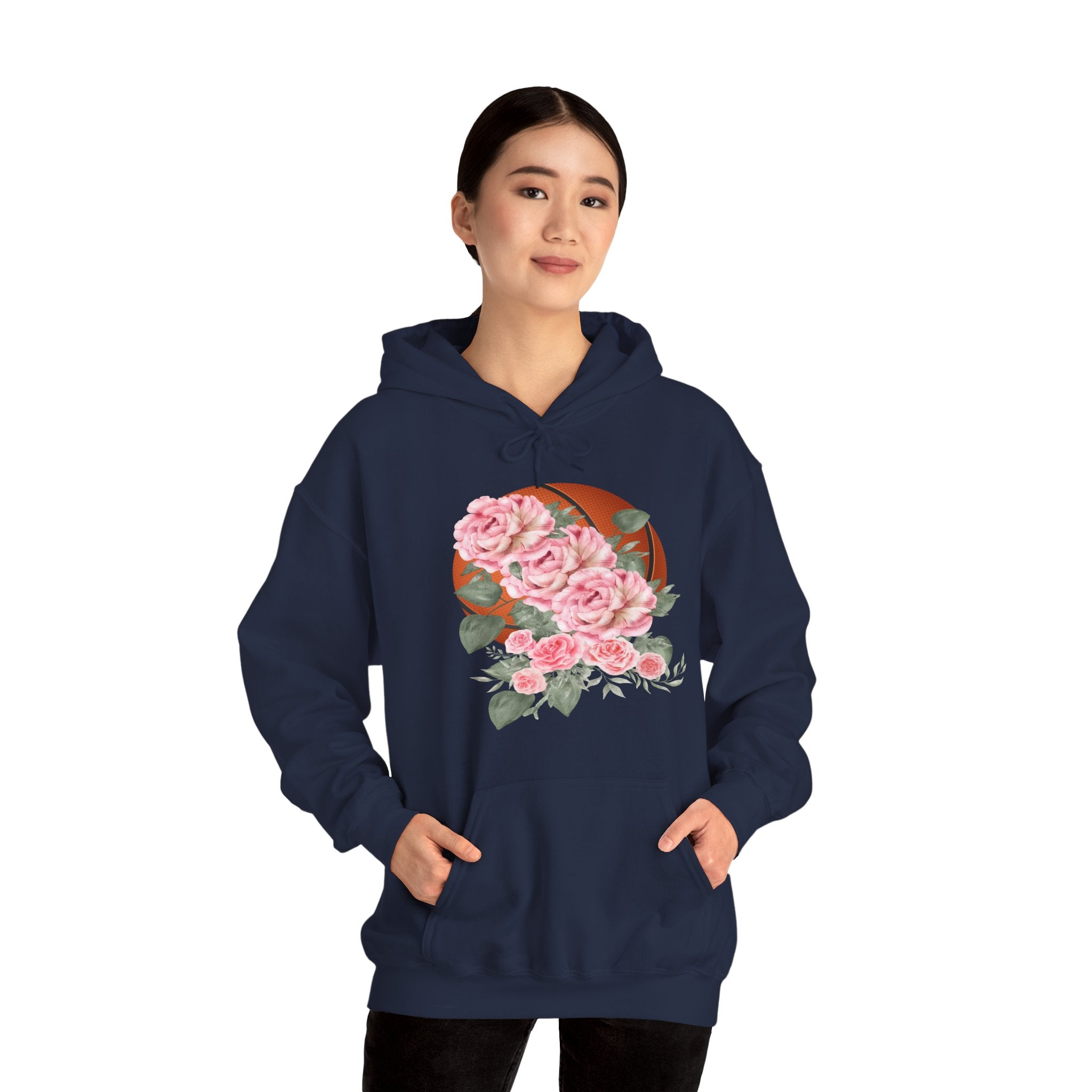 Basketball Floral Vintage Unisex Cozy Hooded Sweatshirt, Gift for Basketball Lovers