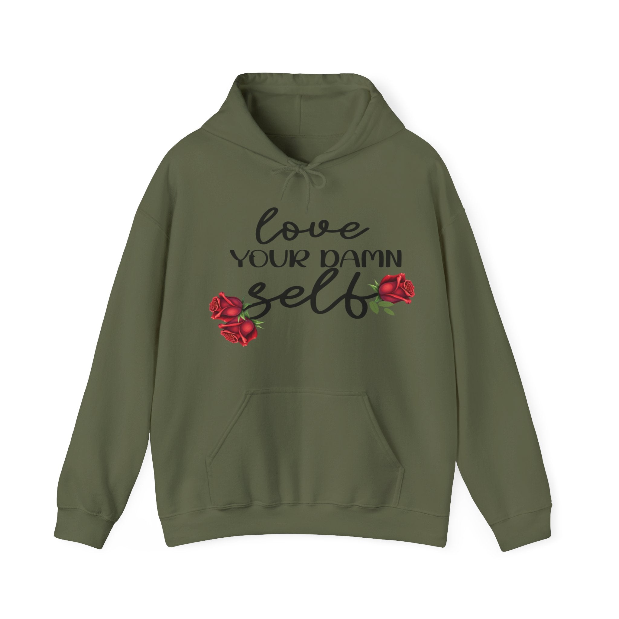 Love Your Damn Self Cozy Inspirational Unisex Hoodie, Positivity Comfort Wear