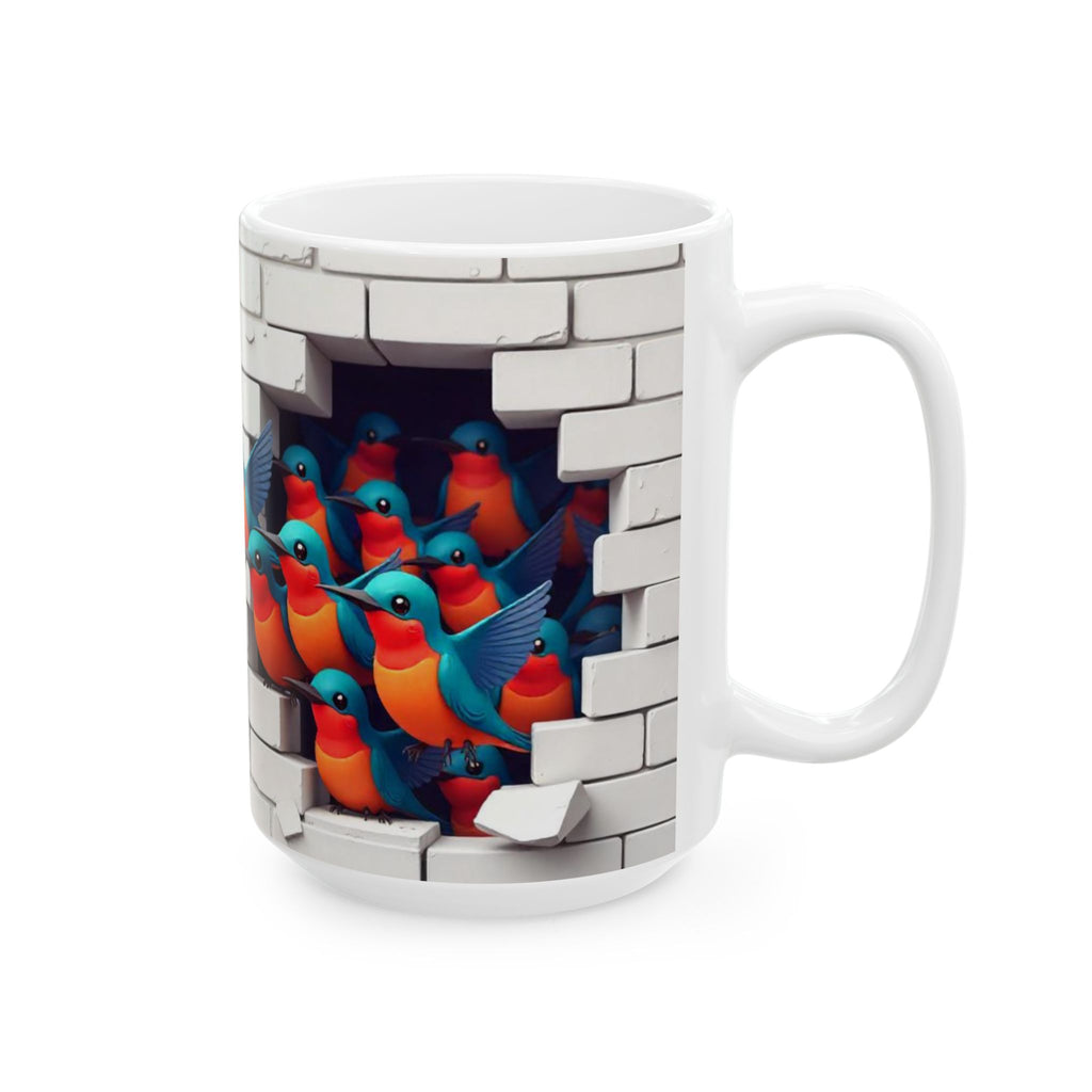 Colorful Kingfisher Ceramic Mug - Whimsical Bird Design for Nature Lovers