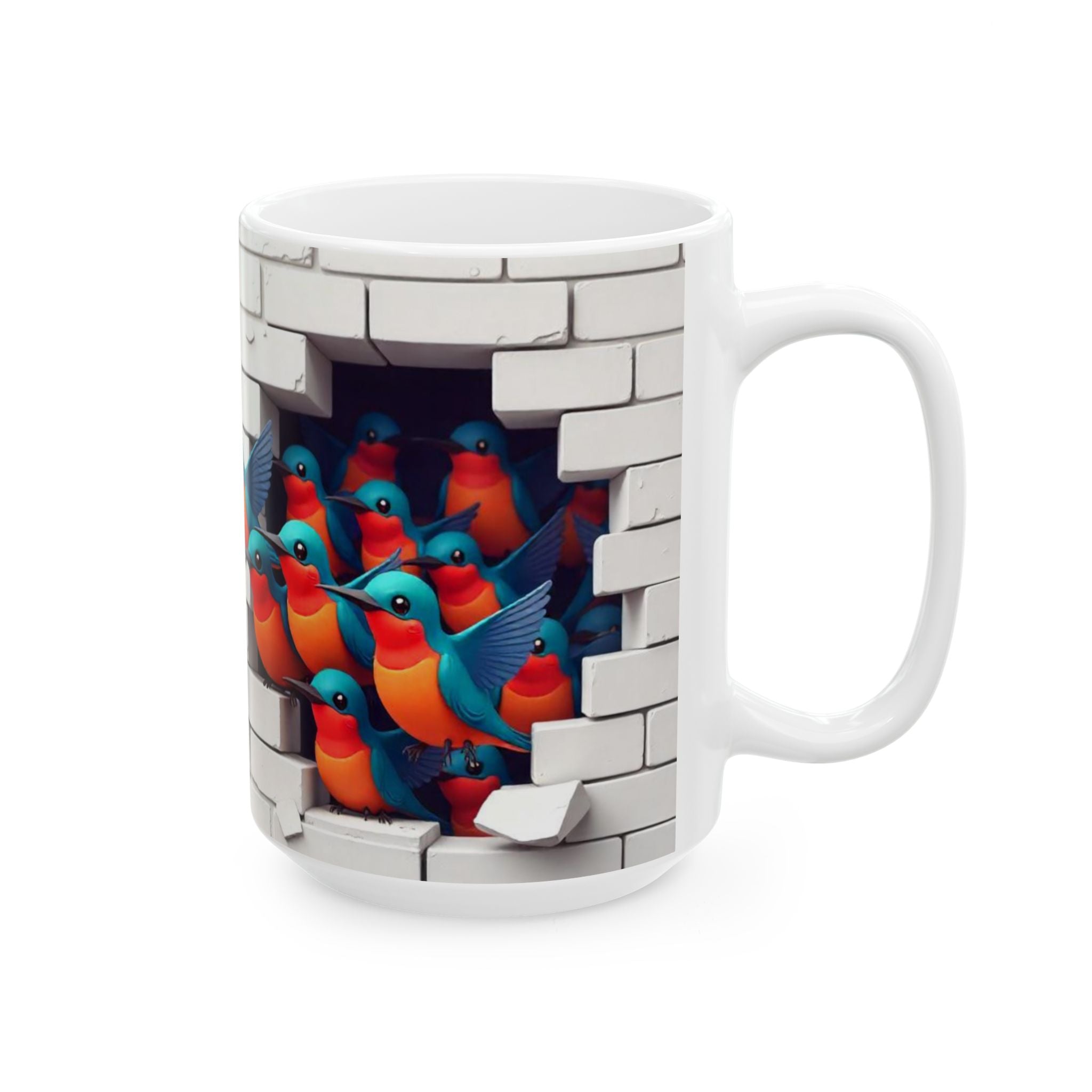 Colorful Kingfisher Ceramic Mug - Whimsical Bird Design for Nature Lovers