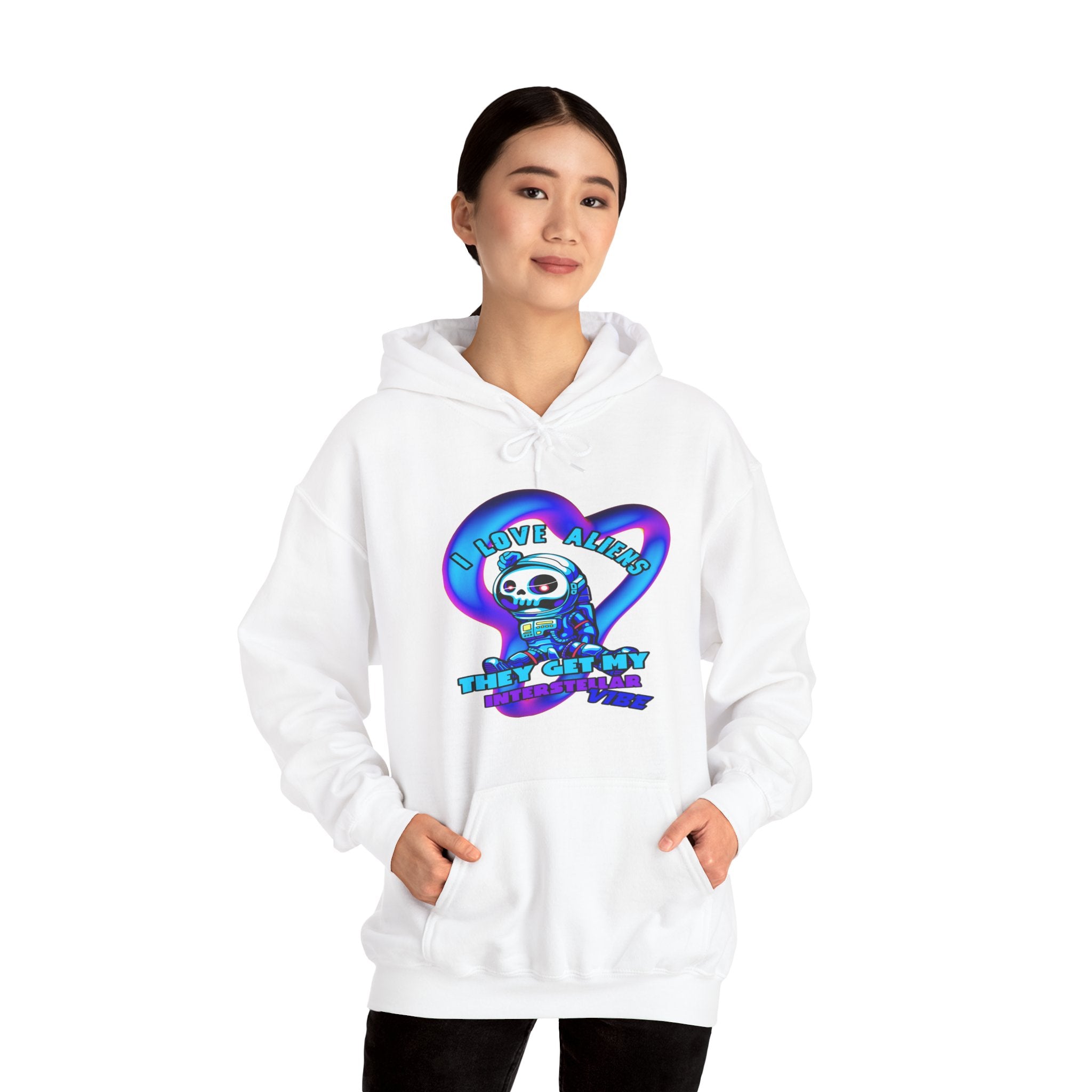 "I Love Aliens Vibes" Vibrant Graphic Astronaut Hoodie: Unisex Heavy Blend™ Sweatshirt for Cozy Relaxation, Gift for Friends, Cool Casual Wear, Layering Essential, [...]