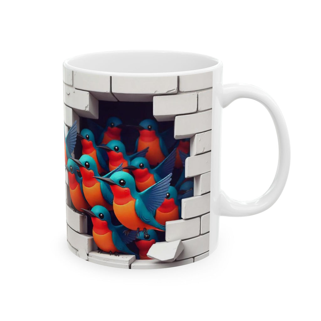 Colorful Kingfisher Ceramic Mug - Whimsical Bird Design for Nature Lovers