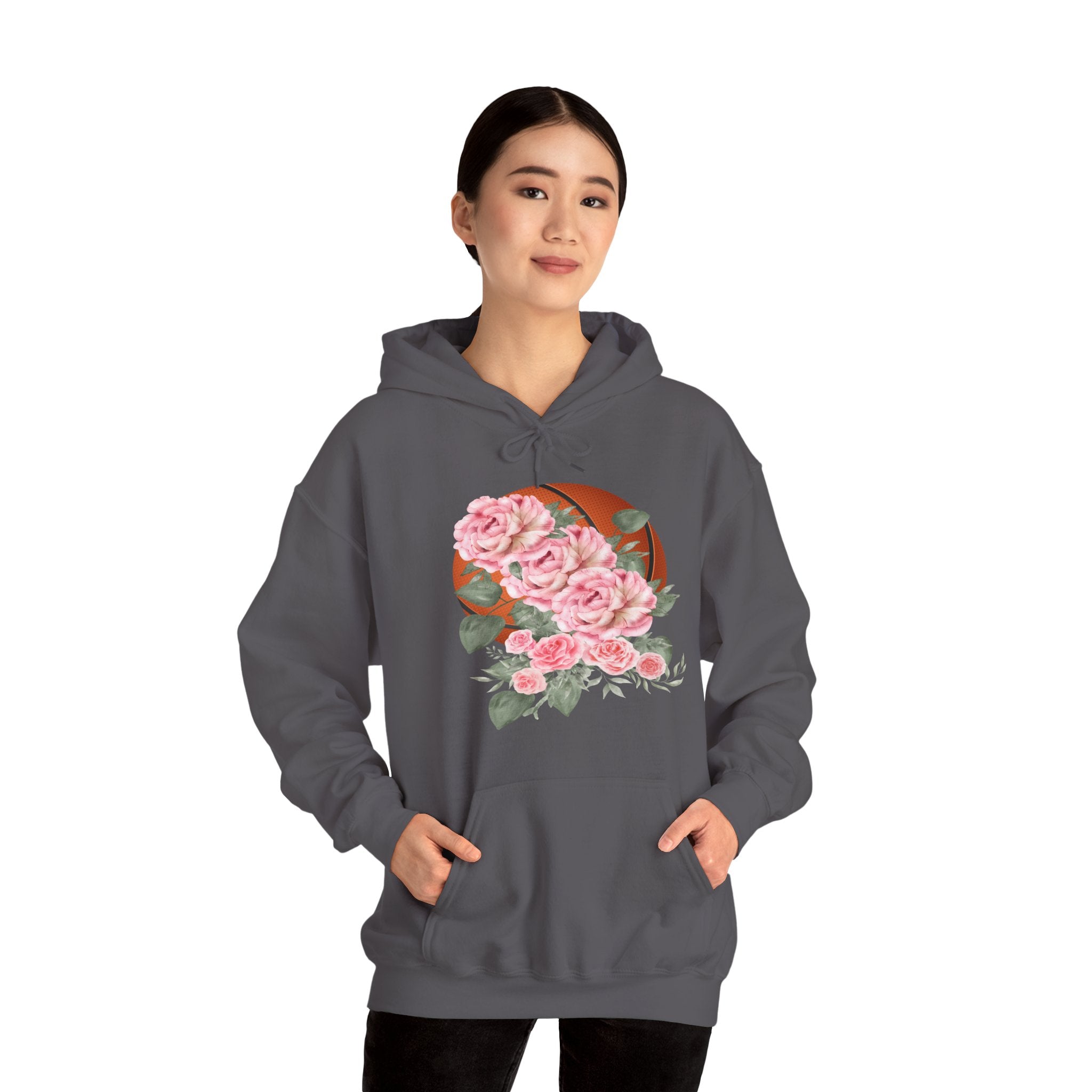 Basketball Floral Vintage Unisex Cozy Hooded Sweatshirt, Gift for Basketball Lovers