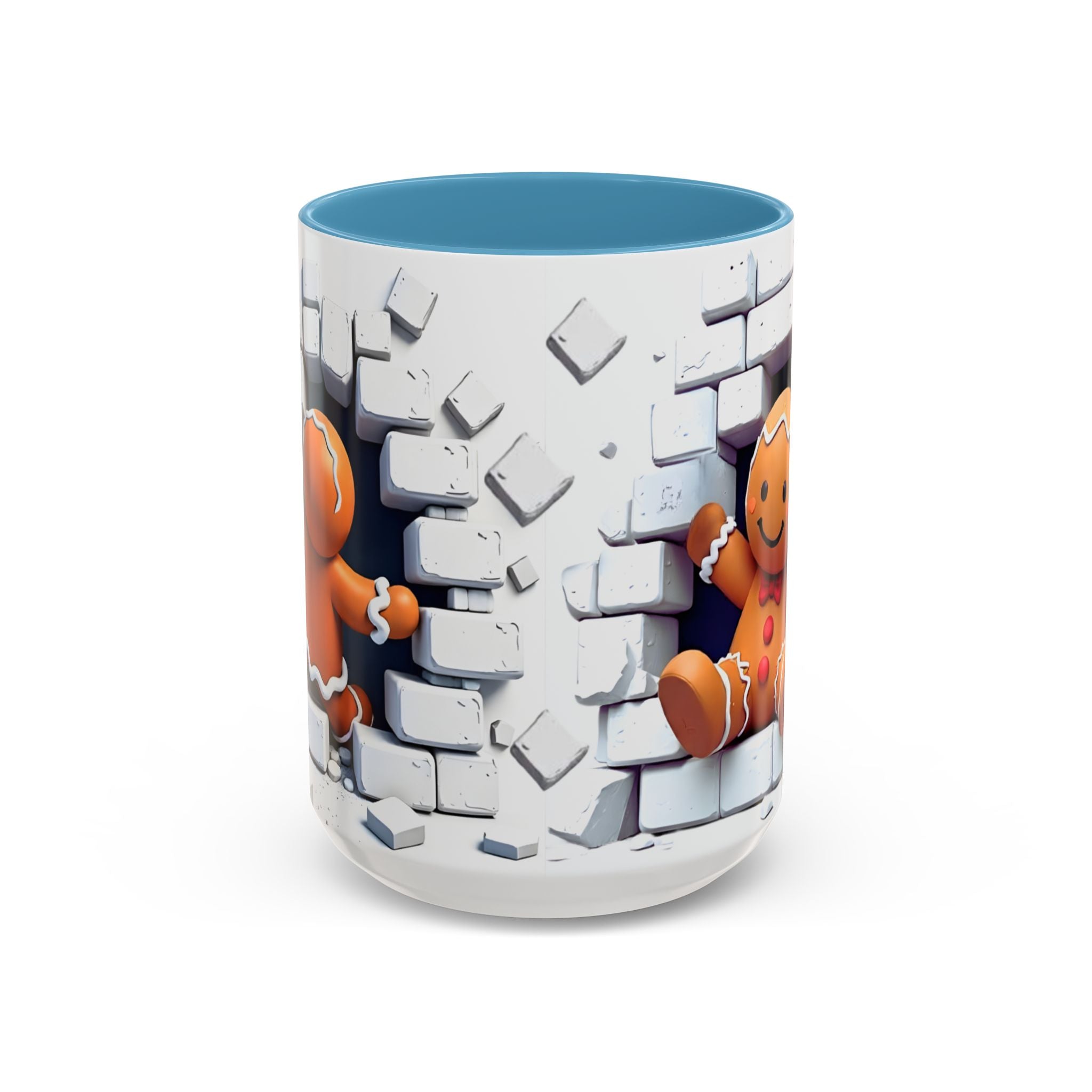 Gingerbread Brick Wall Breaker Mug — Cute Holiday Coffee Cup (15oz)