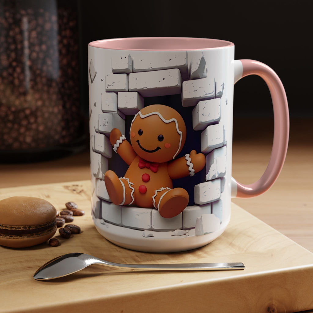 Gingerbread Brick Wall Breaker Mug — Cute Holiday Coffee Cup (15oz)