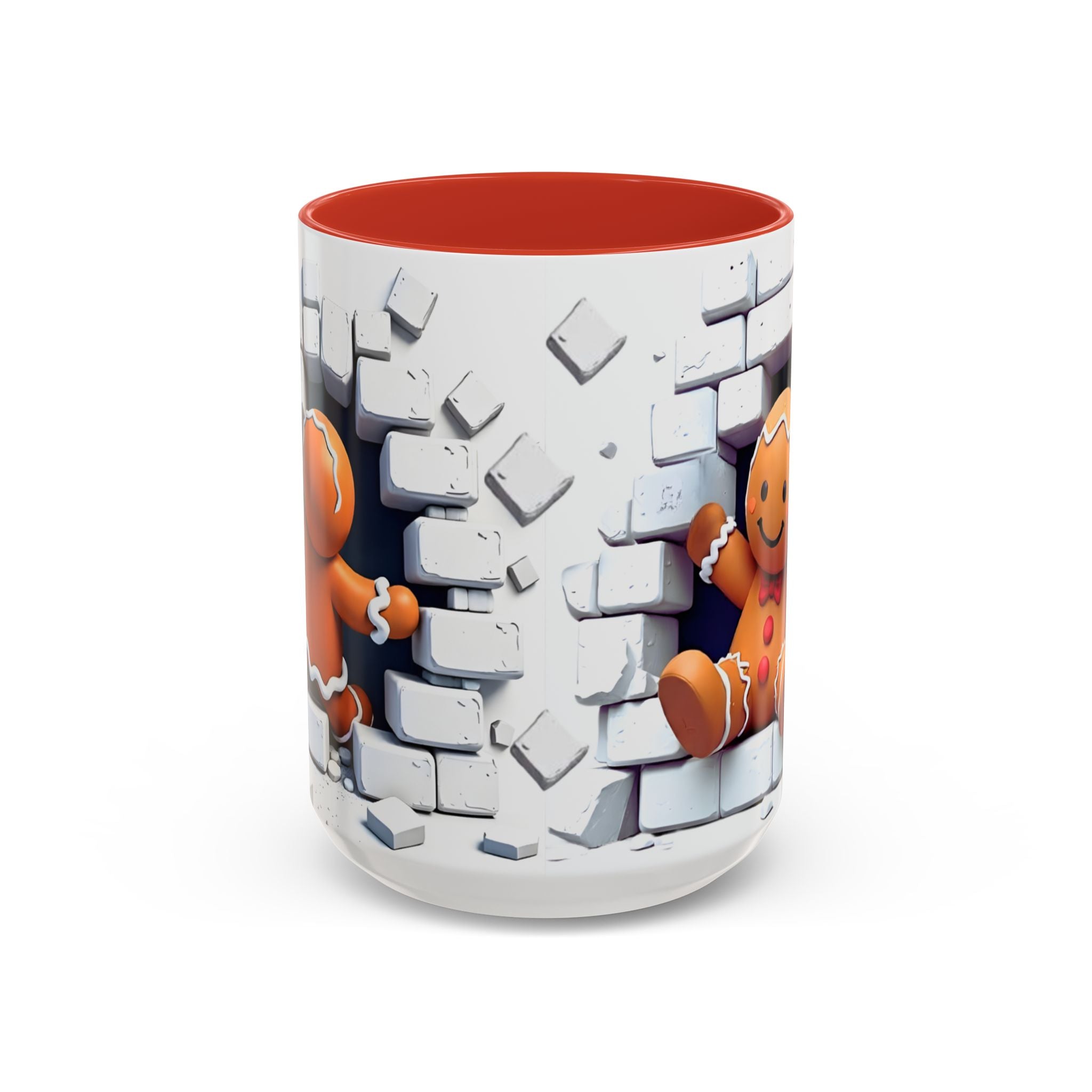 Gingerbread Brick Wall Breaker Mug — Cute Holiday Coffee Cup (15oz)