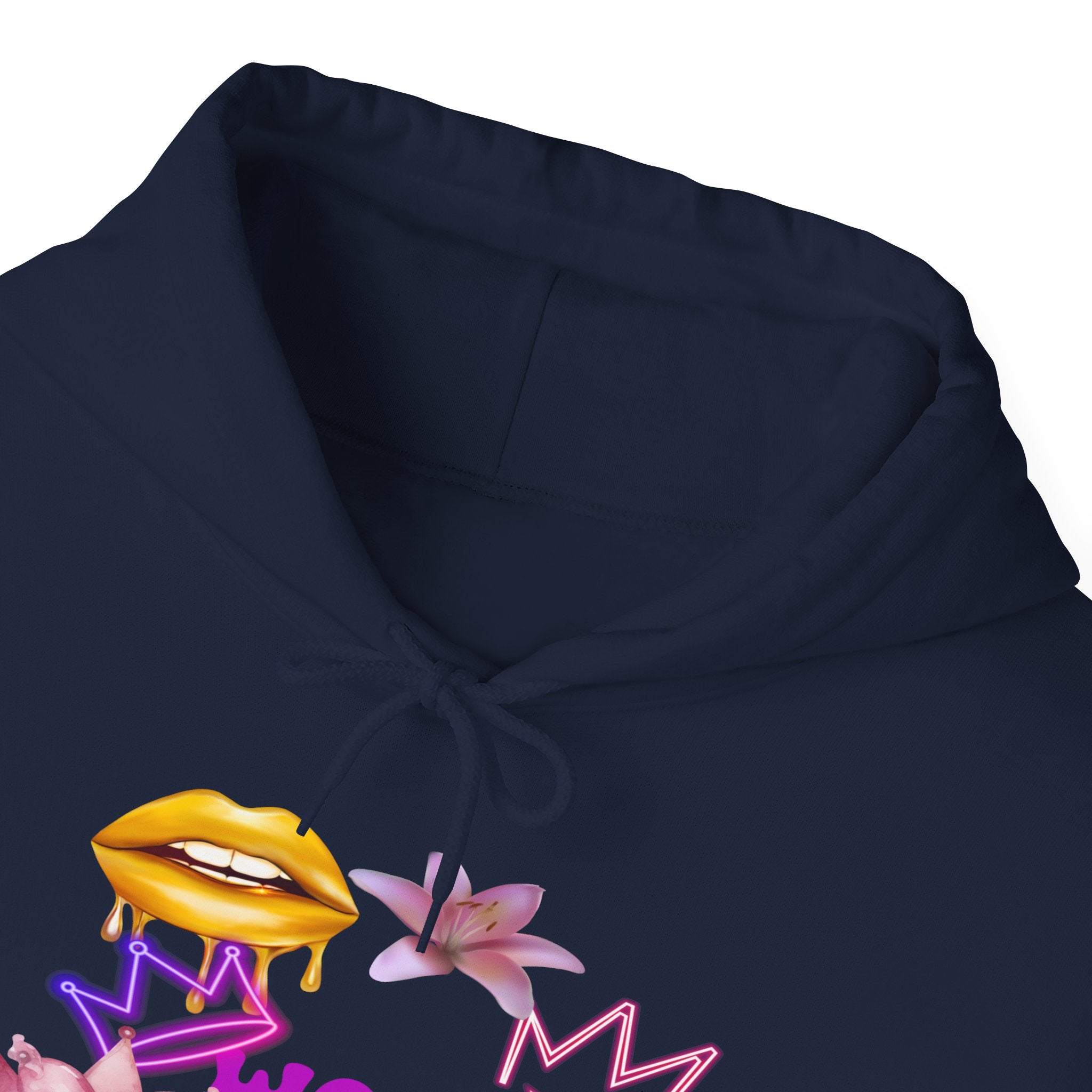 Worth the Wait Hoodie — Feminine Pink Lips & Floral Graphic Sweatshirt