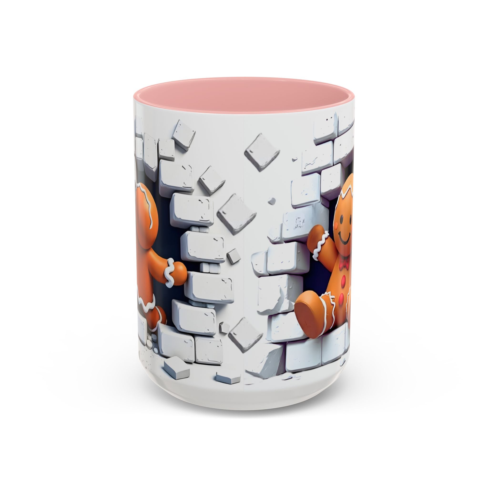 Gingerbread Brick Wall Breaker Mug — Cute Holiday Coffee Cup (15oz)