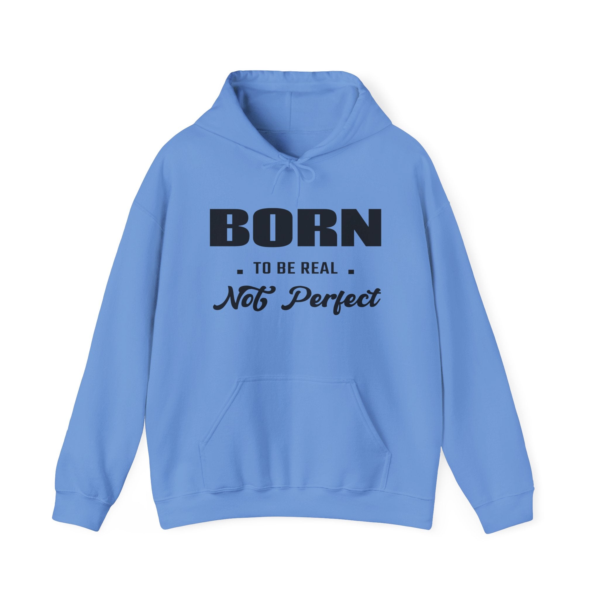 Born Real, Not Perfect, Cozy Unisex Heavy Blend Hooded Sweatshirt – White