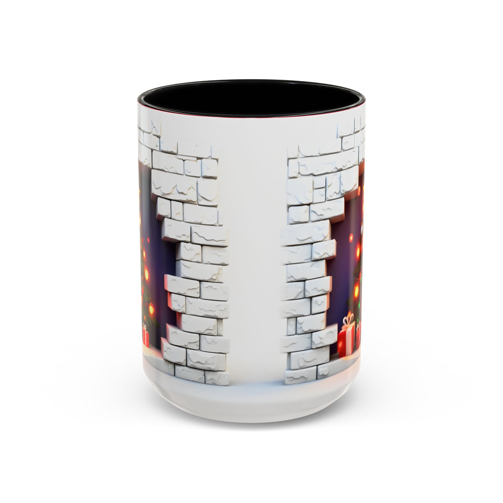 Christmas Tree Coffee Mug — Festive Fireplace Window Accent (15oz)