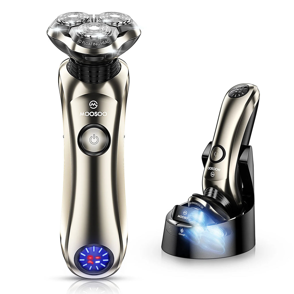 MOOSOO 8G Waterproof Rechargeable Shaving Machine 3D All around Floating Head Shaver Barber for Men Electric Shavers