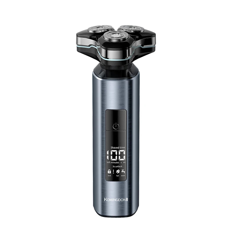 Komingdon Waterproof Wet Dry Electric Shaver Men Led Display 800Mah Magnetic Head Shaving Machine Portable Travel Razor