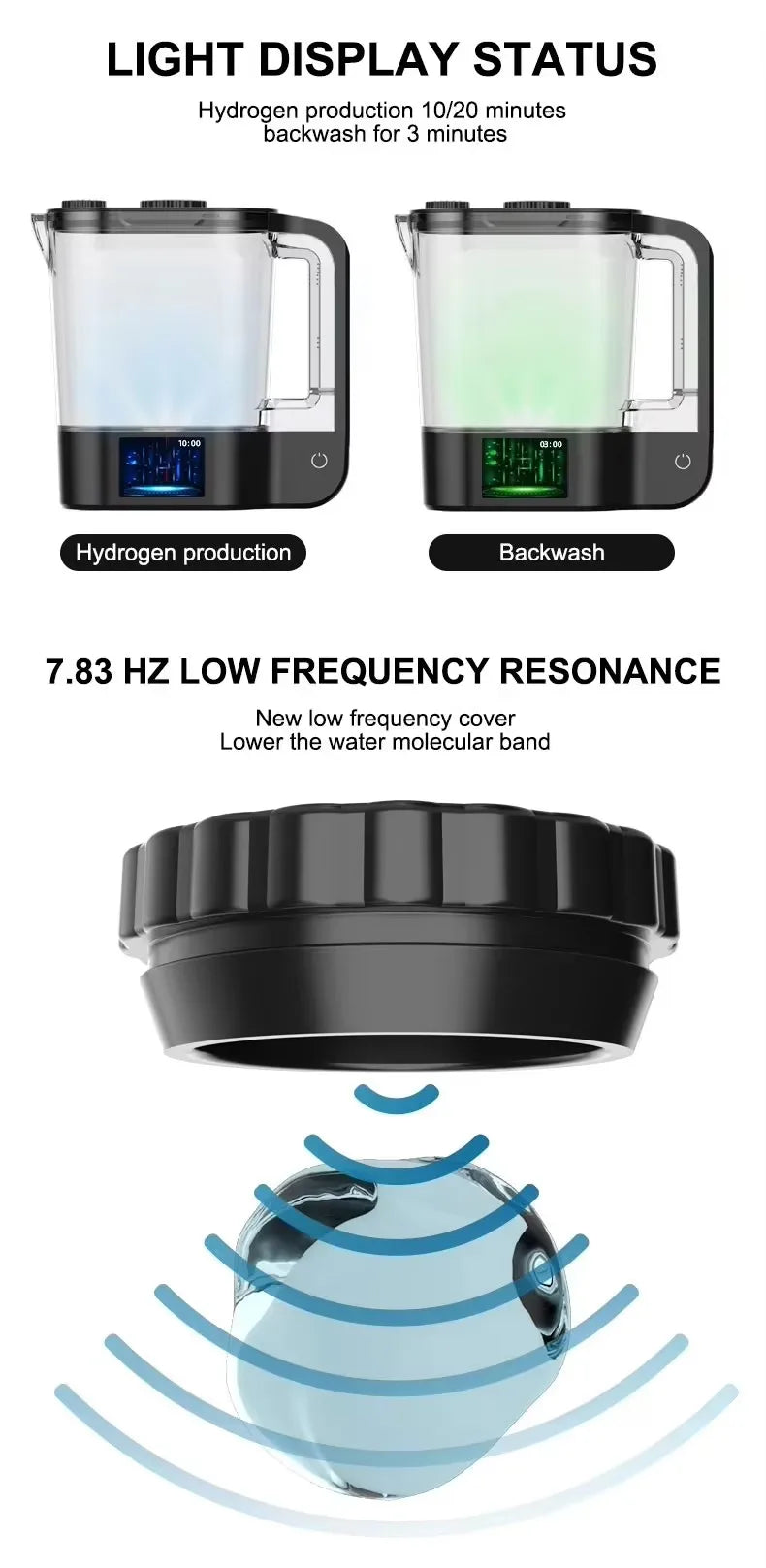 High Quality Portable 2L Large Capacity SPE PEM Molecular Hydrogen Water Kettle Household Hydrogen Generator Bottle