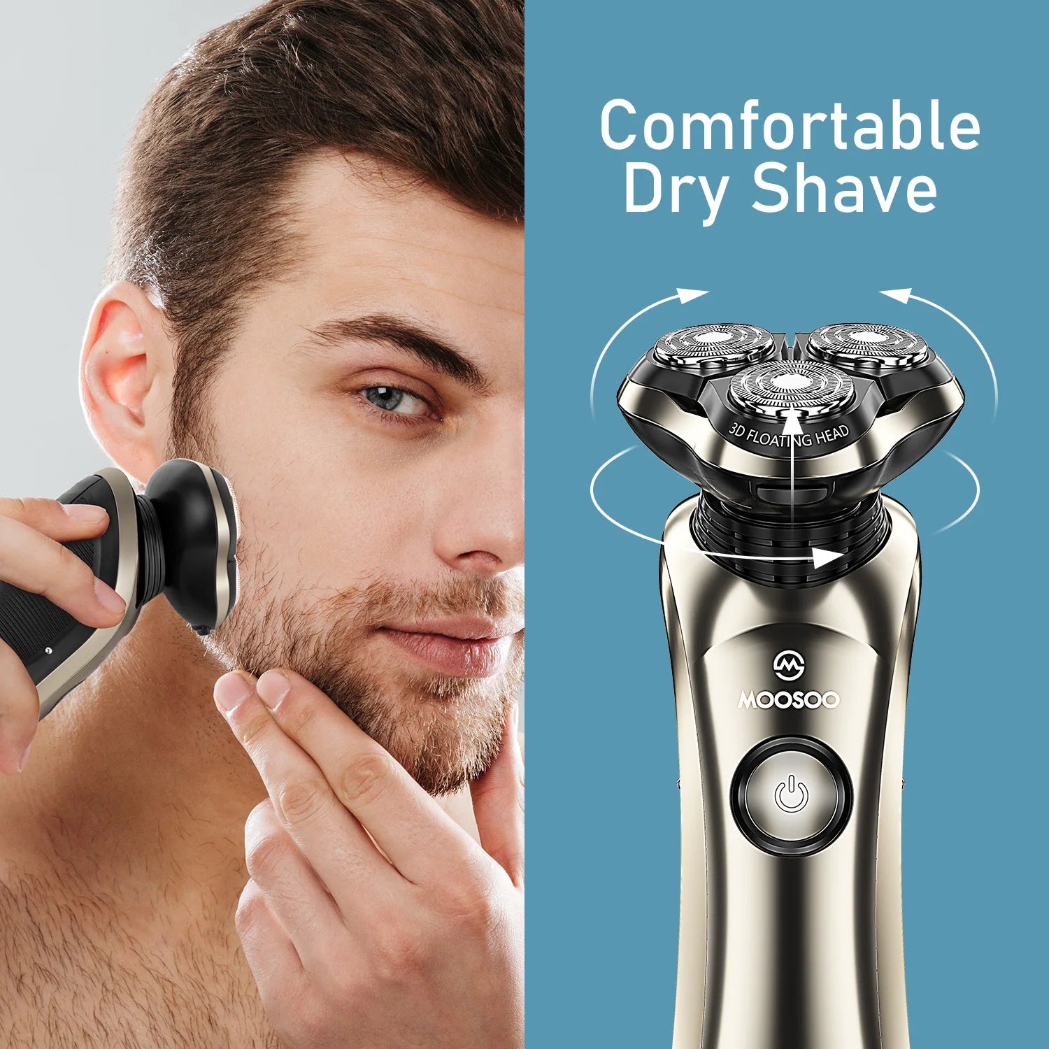 MOOSOO 8G Waterproof Rechargeable Shaving Machine 3D All around Floating Head Shaver Barber for Men Electric Shavers
