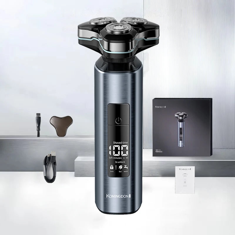 Komingdon Waterproof Wet Dry Electric Shaver Men Led Display 800Mah Magnetic Head Shaving Machine Portable Travel Razor