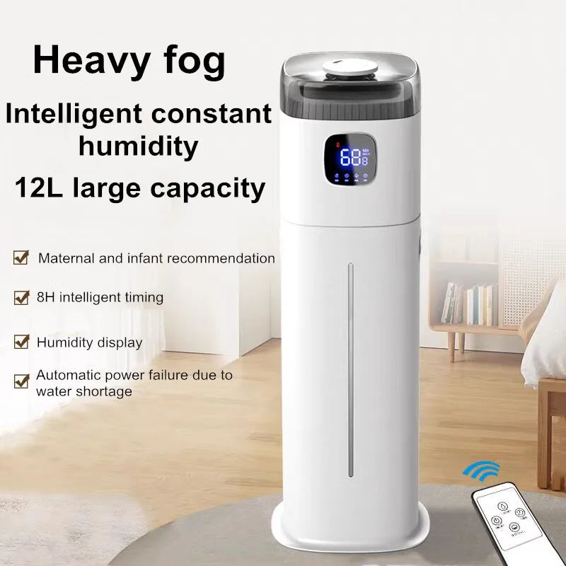 12L Intelligent Floor-Standing Humidifier, Large Room, Reduces Allergy, Sinus Headaches, Cold, Flu Symptoms, Snoring, Helps with Dry Skin & Hair