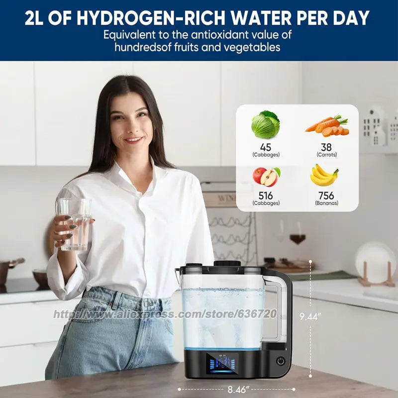 Portable Countertop Hydrogen Water Generator Pitcher– Transform Water into Healthy Hydrogen-Rich Beverage
