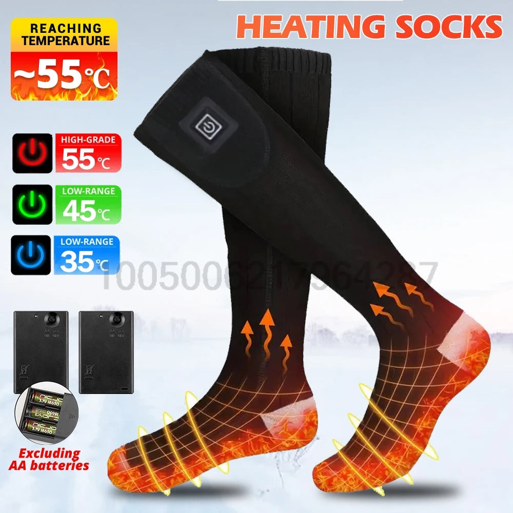 Unisex Battery Heated Socks, Breathable Rechargeable Heated Socks, Cozy Washable Winter, Thermal Socks for Camping, Fishing, Cycling