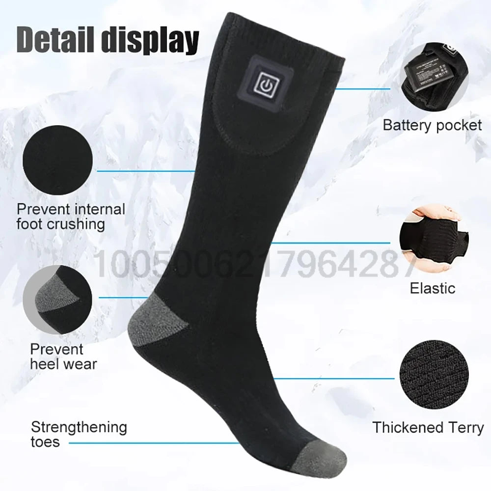 Unisex Battery Heated Socks, Breathable Rechargeable Heated Socks, Cozy Washable Winter, Thermal Socks for Camping, Fishing, Cycling