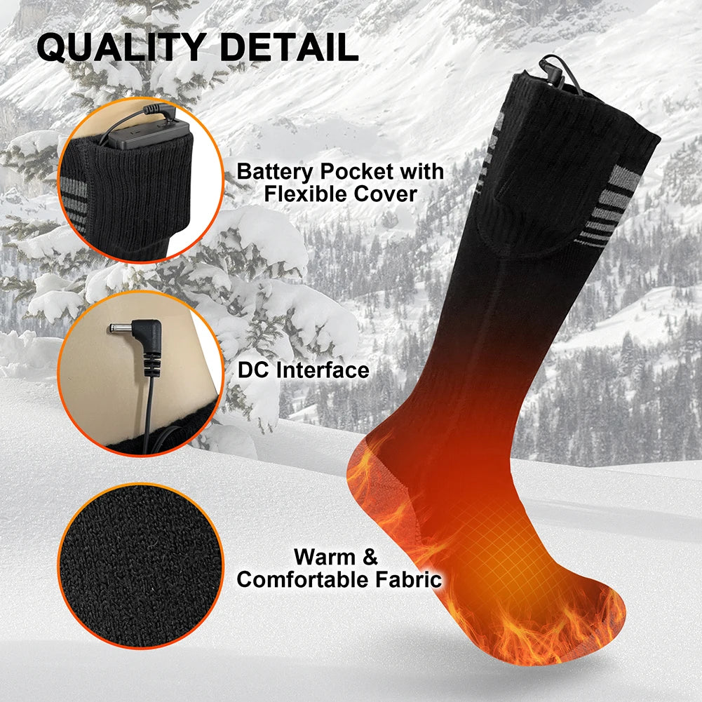 Unisex Battery Heated Socks, Breathable Rechargeable Heated Socks, Cozy Washable Winter Thermal Socks for Camping, Fishing, Cycling