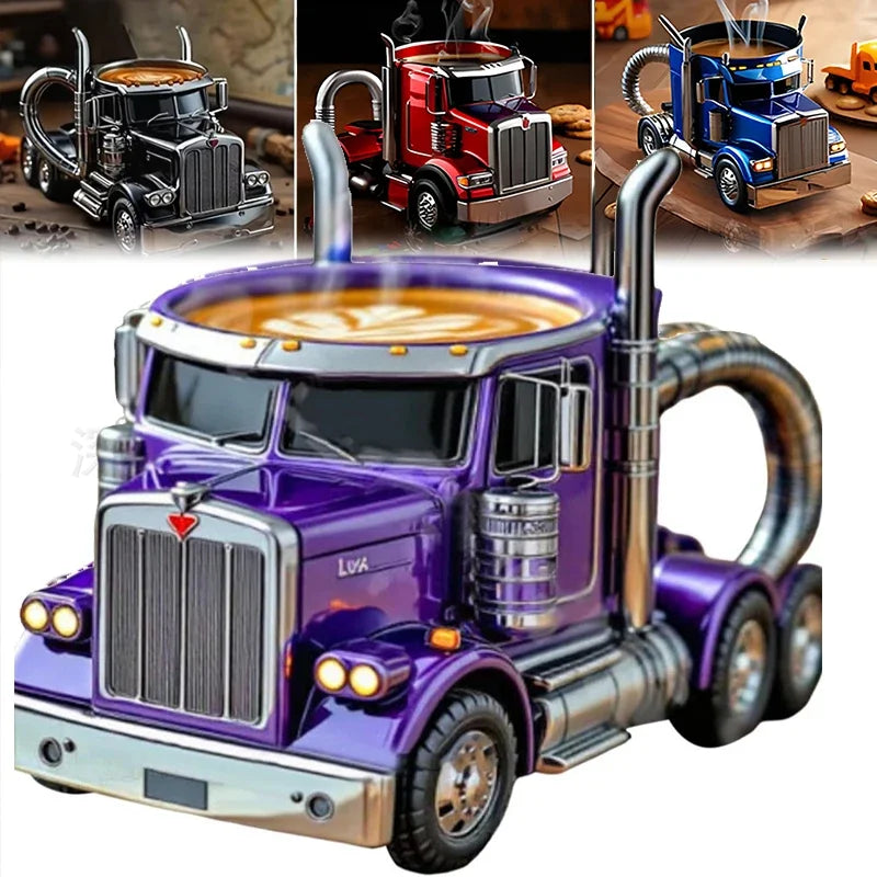 Semi-Truck Shaped Handcrafted, Durable Coffee Cup, Great Gift for him, Great Gift Idea, Coffee Mugs for Men or Women