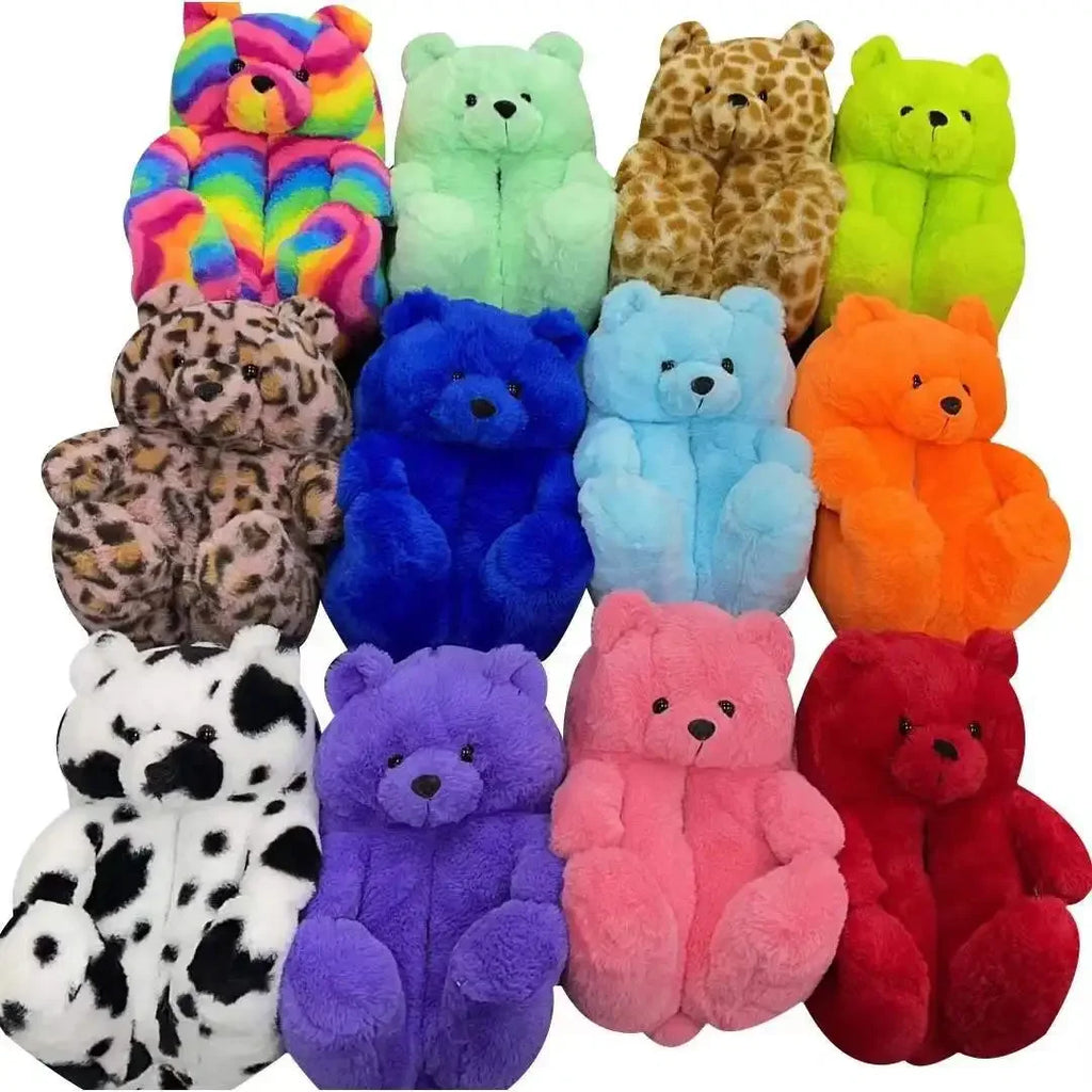 Cozy Teddy Bear Slippers, Warm Cotton Slippers for Women and Kids