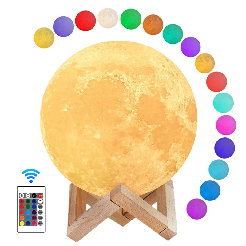 3D LED Moon Lamp Nightlight Fairy Table Bedroom Bedside Cute Kids Night Light for Room Birthday Party Decoration Christmas Gifts