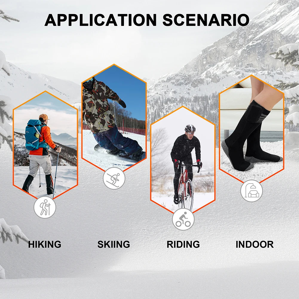 Unisex Battery Heated Socks, Breathable Rechargeable Heated Socks, Cozy Washable Winter Thermal Socks for Camping, Fishing, Cycling
