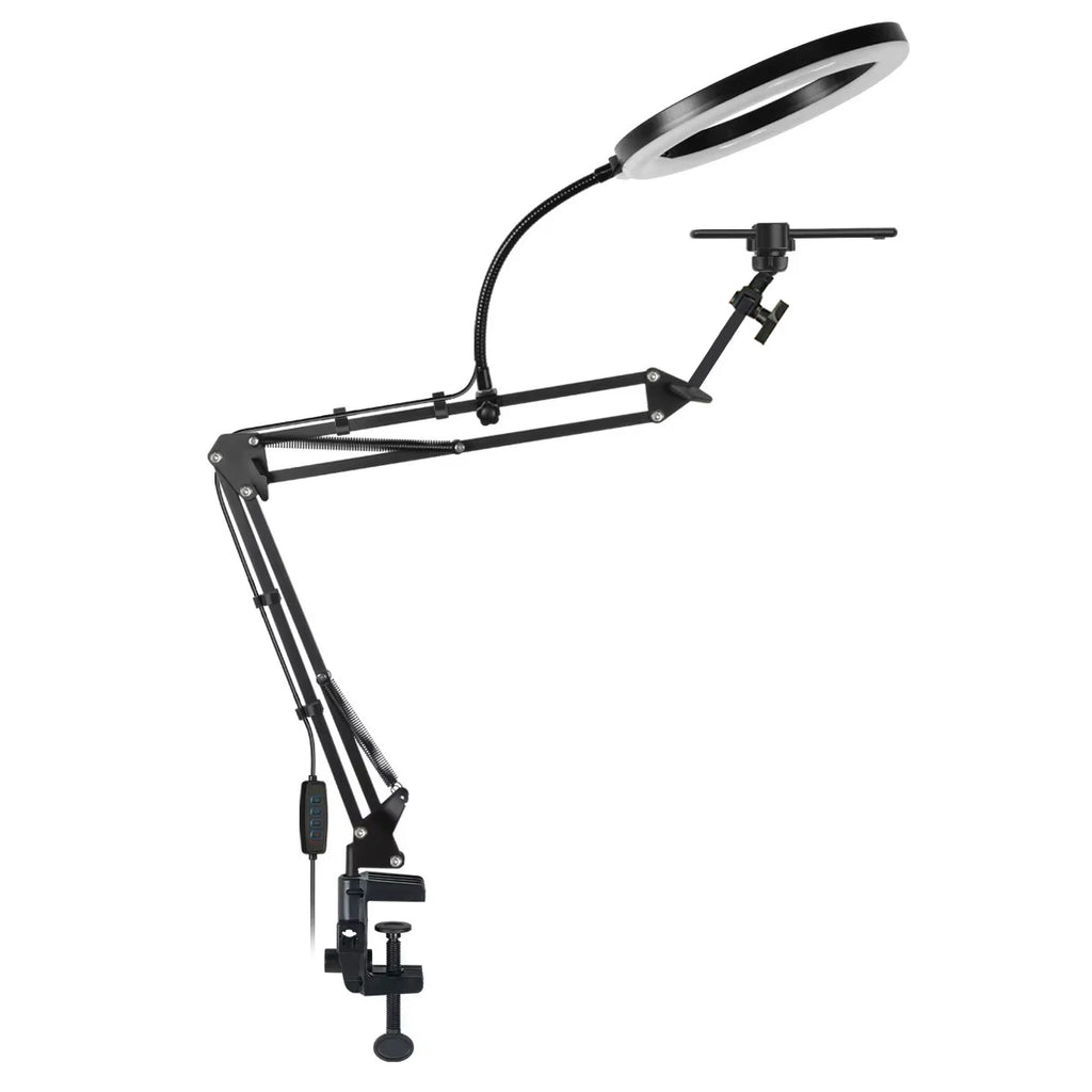 Mobile Phone Professional Stand with Overhead Lighting, Live Recording Stand, Recording Video Selfie Stick