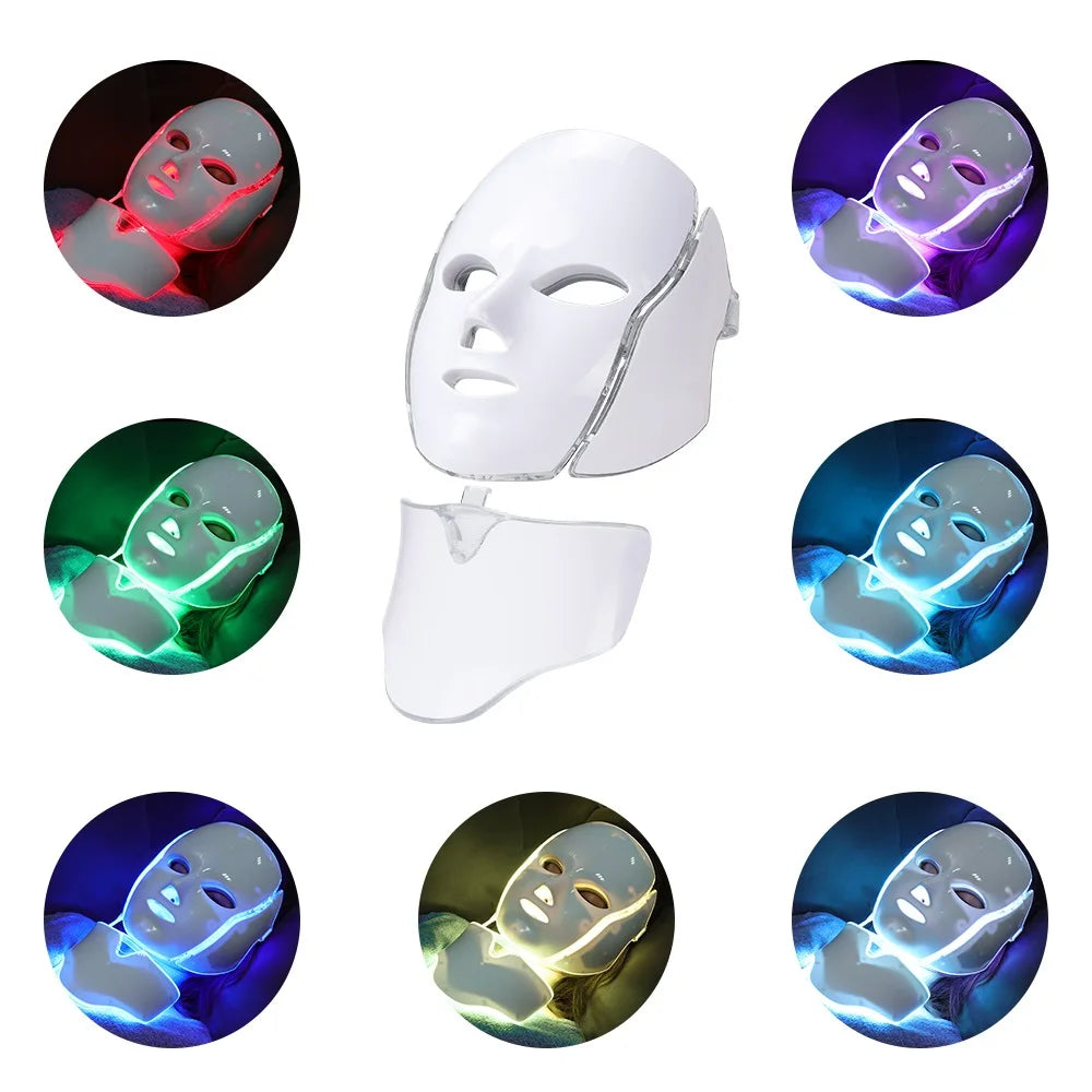Anti-Aging LED Facial Mask with Neck LED Light, Photon Mask, Skin Rejuvenation, Face Lifting Firm, Massager, Anti Acne, Beauty Device