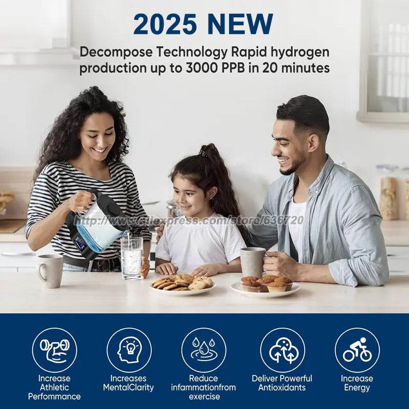 Portable Countertop Hydrogen Water Generator Pitcher– Transform Water into Healthy Hydrogen-Rich Beverage