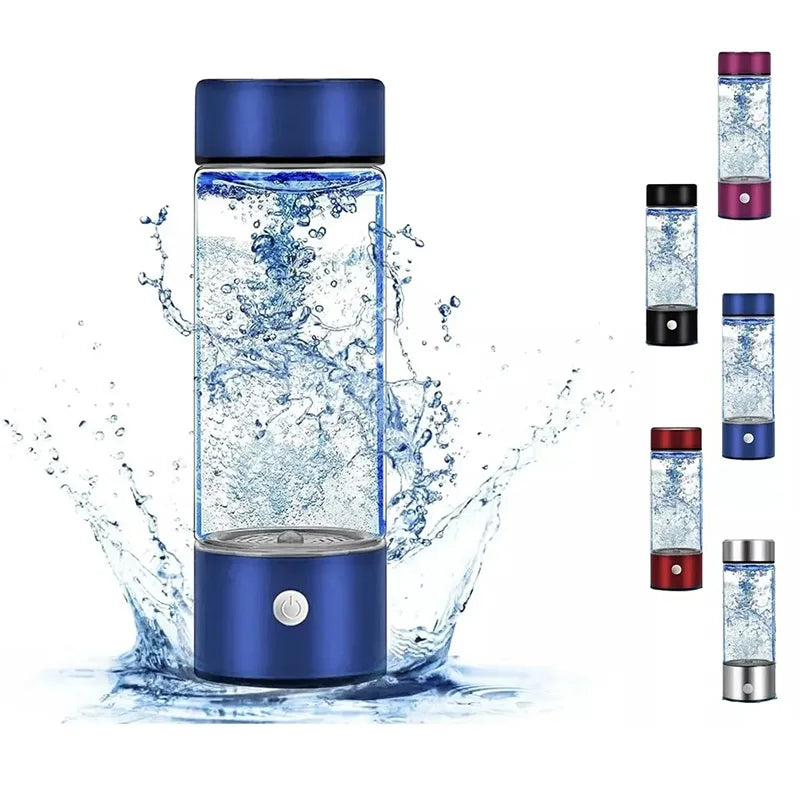 Hydrogen Water Bottle, Portable Hydrogen Water Ionizer, Rechargeable Hydrogen Rich Water, Glass Container