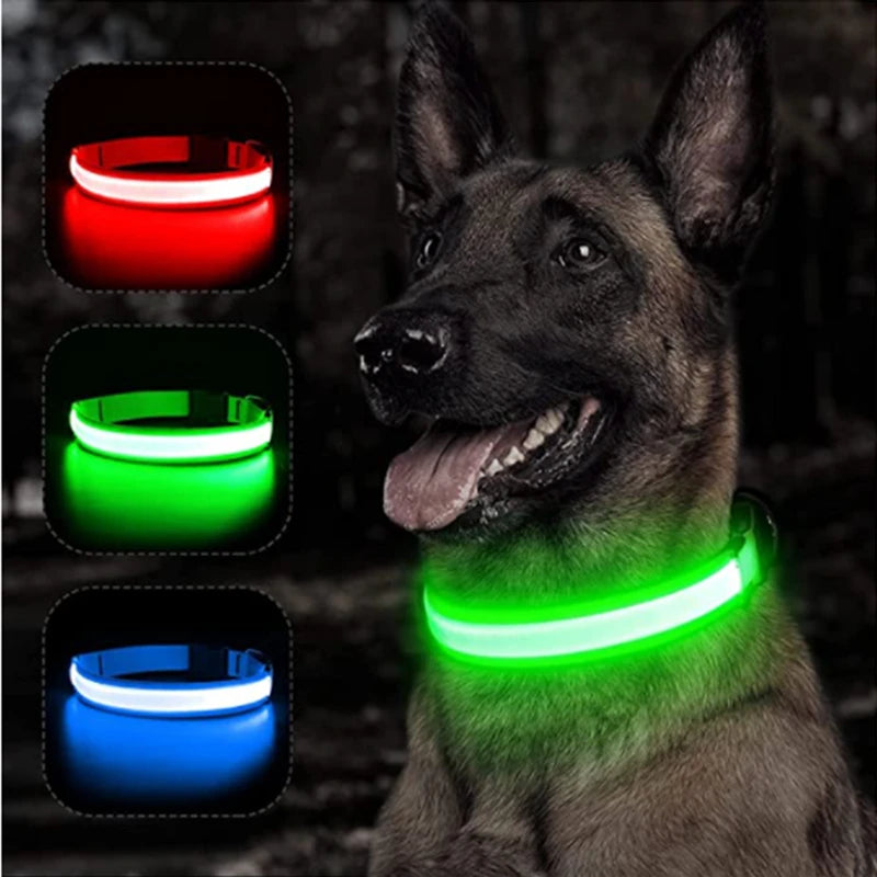 USB Rechargeable Luminous Collar, Adjustable Led Glowing Dog Collar for Large and Small Dogs, Cat Night Light Collar, Pet Safety Harness
