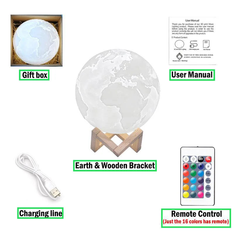 3D LED Moon Lamp Nightlight Fairy Table Bedroom Bedside Cute Kids Night Light for Room Birthday Party Decoration Christmas Gifts