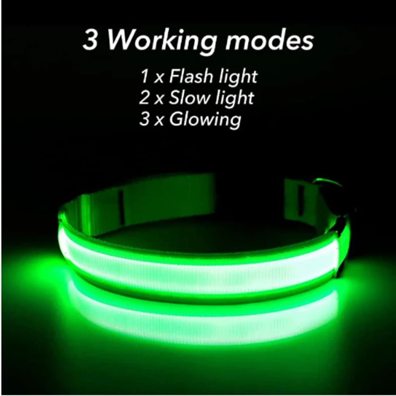 USB Rechargeable Luminous Collar, Adjustable Led Glowing Dog Collar for Large and Small Dogs, Cat Night Light Collar, Pet Safety Harness