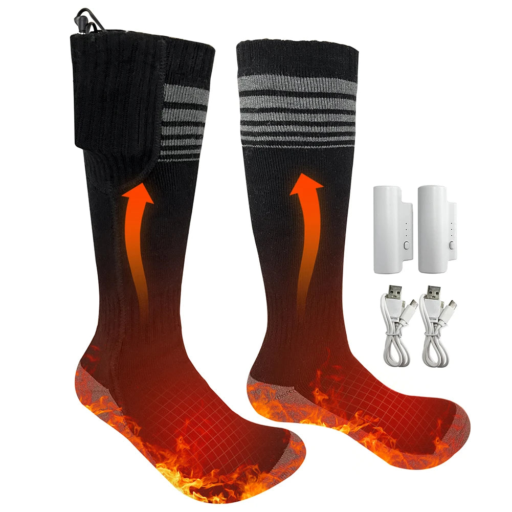 Unisex Battery Heated Socks, Breathable Rechargeable Heated Socks, Cozy Washable Winter Thermal Socks for Camping, Fishing, Cycling
